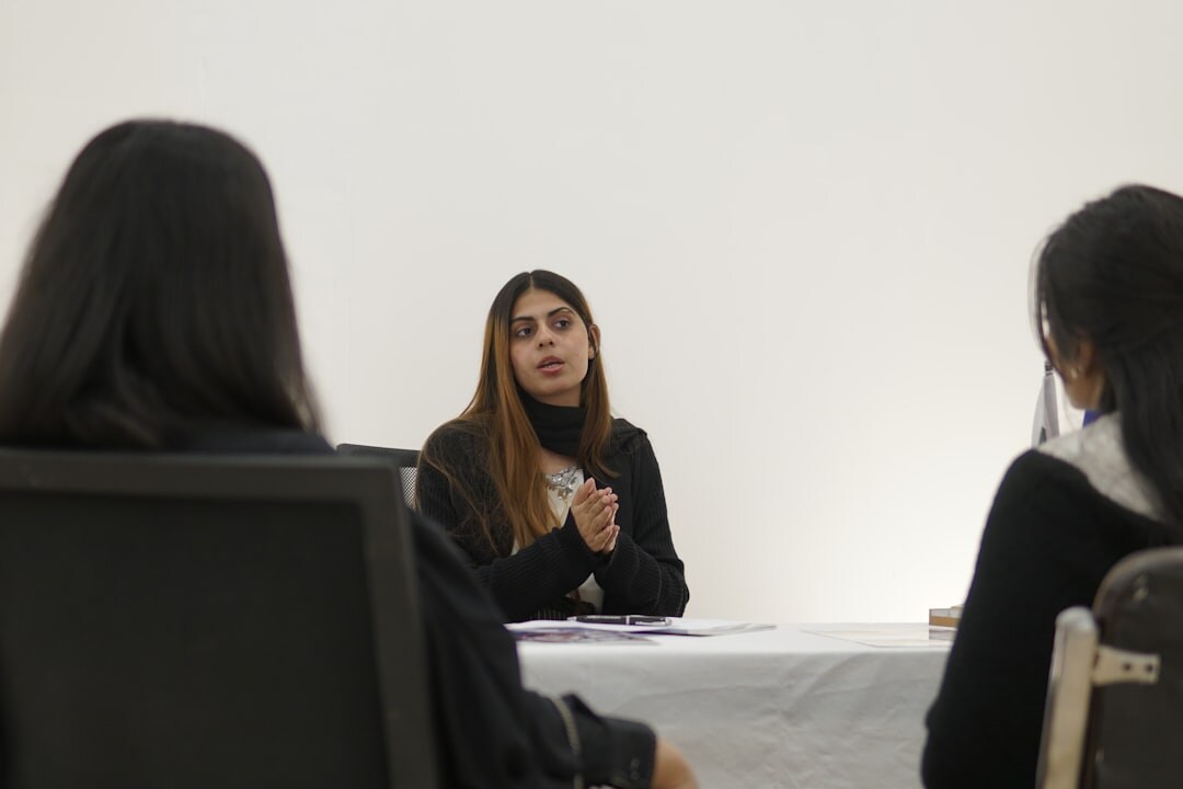 person listening attentively in conversation