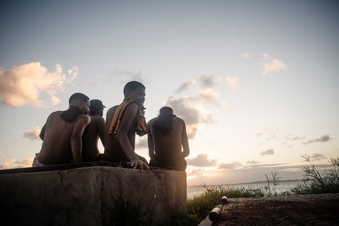 Group of brazilian people laughing together outdoors